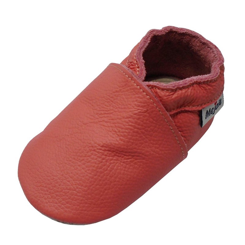 Mejale Baby Soft Soled Leather Moccasins Anti-Slip Infant Toddler Shoes First Walkers(Watermelon Pink,6-12 Mos) - Image 1